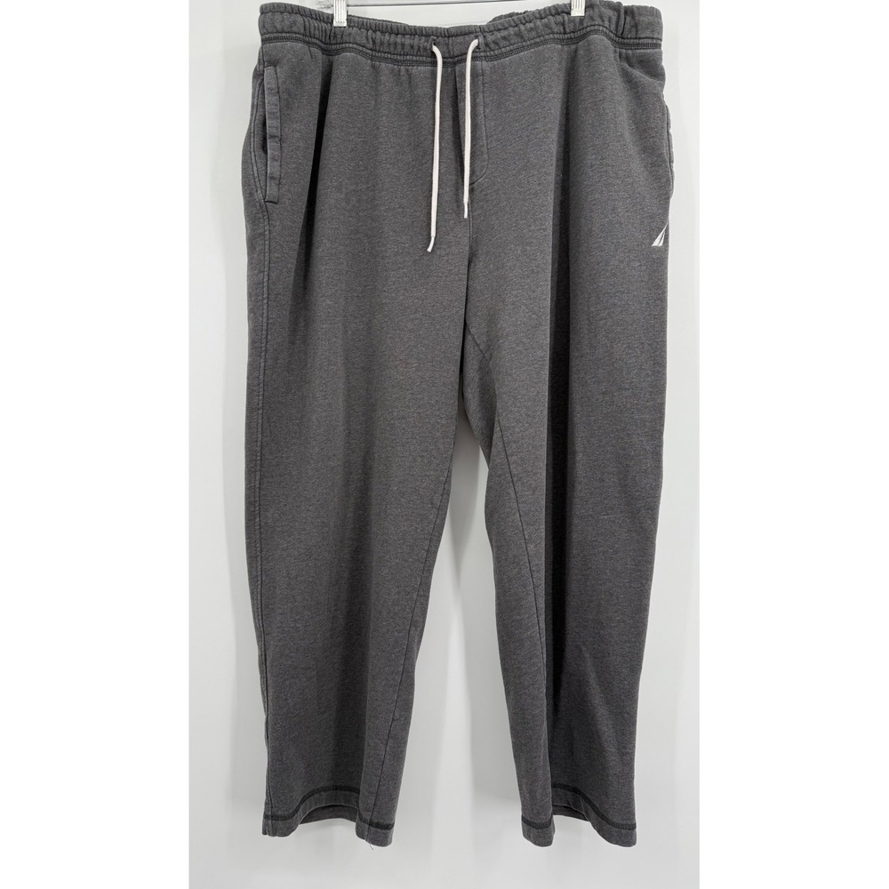 Nautica Mens Fleece Sweatpants Grey 3XL Casual Activewear Workout Loungewear Y2K